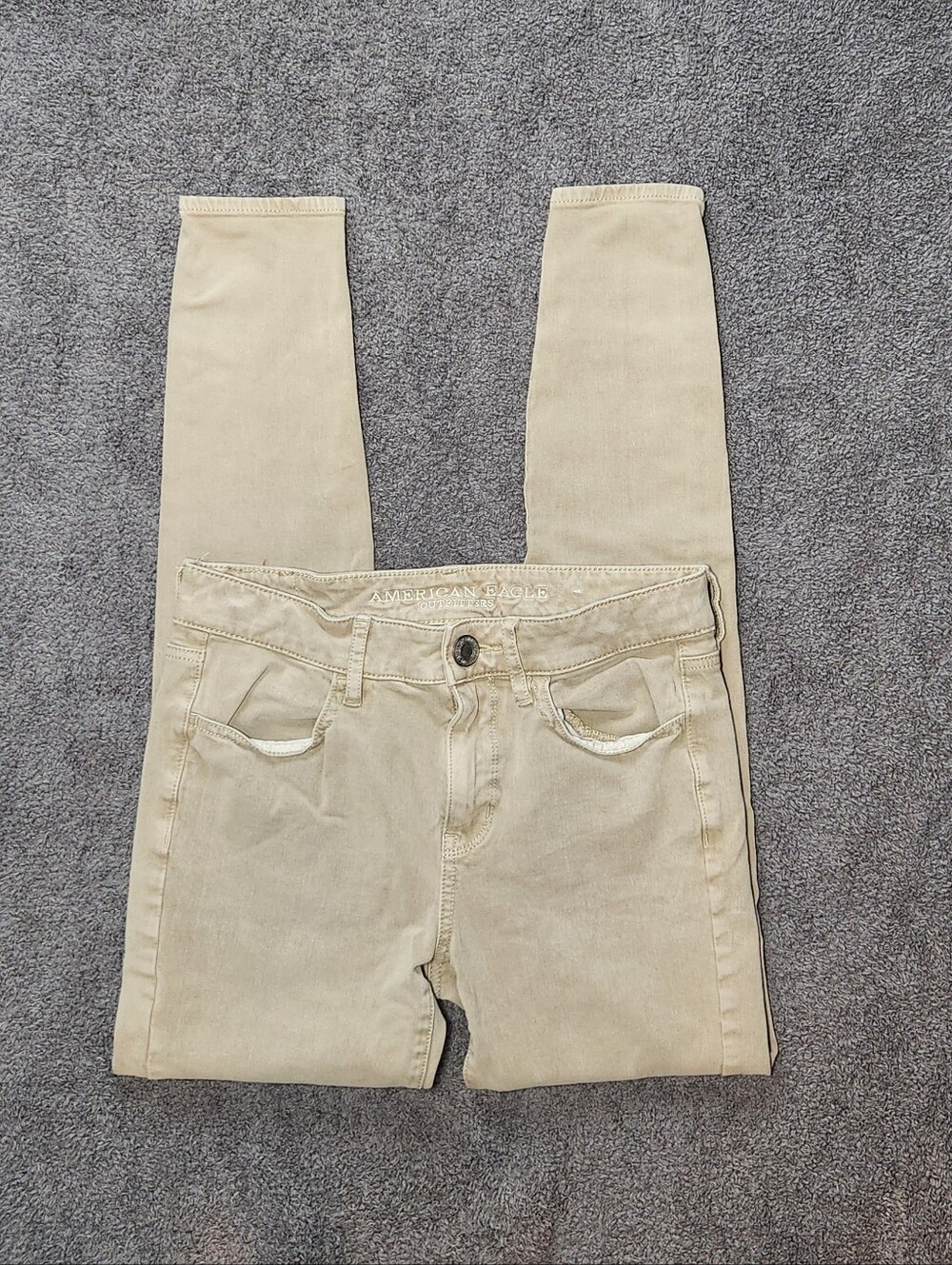 Khaki American Eagle Outfitters Mid Rise Super Skinny Chino Pants